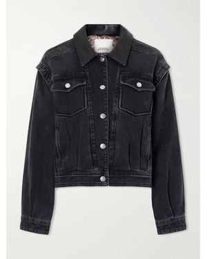 Isabel Marant Devyn Leather-Trimmed Denim Jacket - Blue