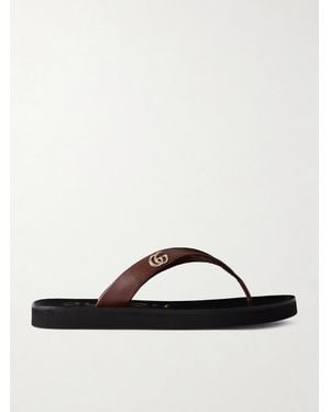 Gucci Embellished Leather Sandals - Brown