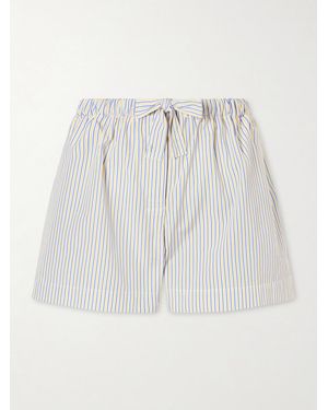 TOTEME Striped Cotton Drawstring Shorts - White