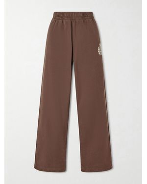 Sporty & Rich Embroidered Cotton-Jersey Track Trousers - Brown