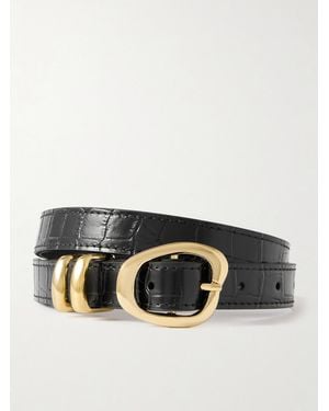 Amanu The Tugela Croc-Effect Leather Belt - Schwarz