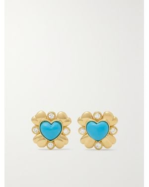 MASON & BOOKS Blooming Love 14-Karat, And Diamond Earrings - Blue