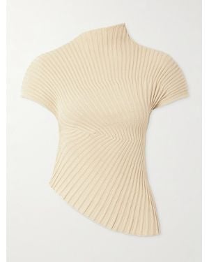 Cult Gaia Annemie Asymmetric Ribbed Cotton Top - Natural