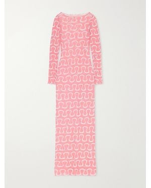 PUCCI Printed Stretch-Tulle Maxi Dress - Pink
