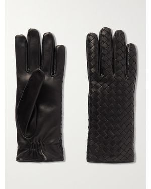 Bottega Veneta Intrecciato Leather Gloves - Black
