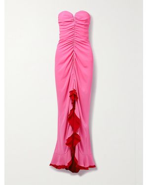 Nervi Neva Strapless Two-Tone Ruched Crepe Gown - Pink