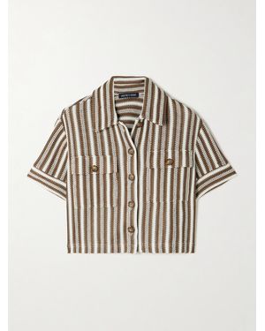 Veronica Beard Bouvier Cropped Striped Knitted Shirt - Multicolour