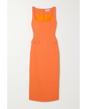ROWEN ROSE Wool-Crepe Midi Dress - Orange