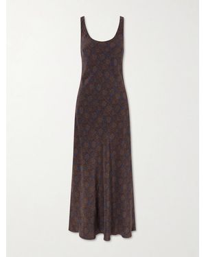 Matteau Printed Silk-Crepe Maxi Dress - Brown