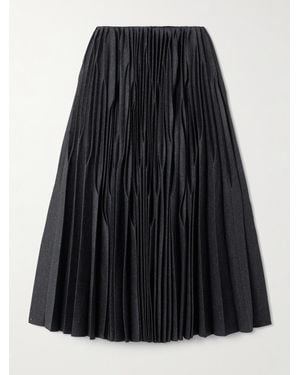 Alaïa Pleated Wool Midi Skirt - Black