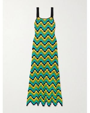 Escvdo Marea Scalloped Crocheted Cotton Maxi Dress - Green