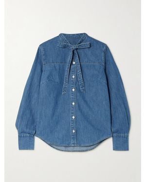Veronica Beard Gabby Tie-Detailed Denim Shirt - Blue