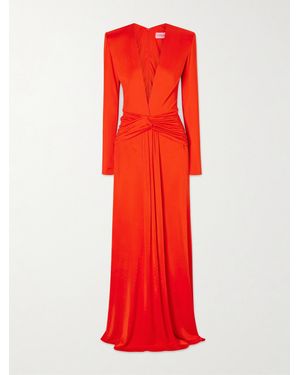 The New Arrivals Ilkyaz Ozel Azure Satin Maxi Dress - Red
