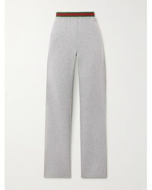 Gucci Jogginghose Aus Baumwoll-Jersey Mit Streifen Und Applikation - Grau
