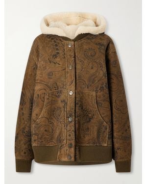 Etro Printed Suede Shearling Jacket - Brown