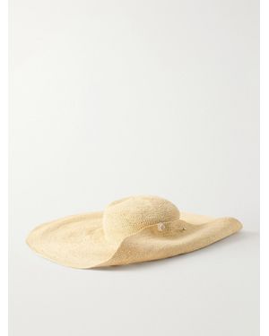 Gigi Burris Millinery Cleo Pin-Detail Straw-Chrochet Wide-Brim Hat - Natural