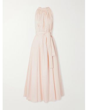 Sa Su Phi Belted Pleated Cotton-Blend Maxi Dress - Pink