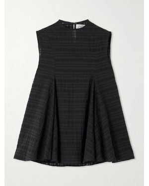 Abadia Oberteil Aus Karierter Gaze - Schwarz