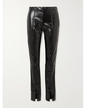 Rick Owens Coated Cotton-Blend Skinny Trousers - Black