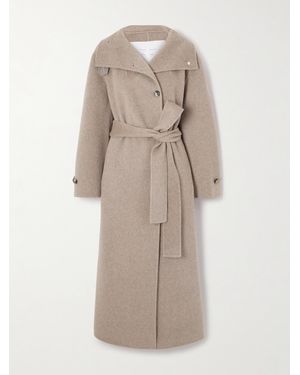 Proenza Schouler Corey Mantel Aus Einer Wollmischung Mit Lederbesatz Und Bindegürtel - Natur