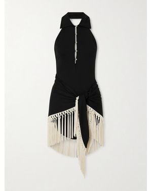 ‎Taller Marmo Tropicana Set Aus Neckholder-Badeanzug Und Pareo Mit Fransen - Schwarz