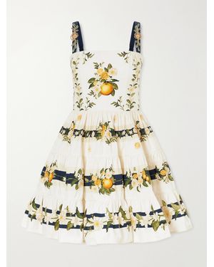 Agua Bendita Lima Floral-Printed Cotton Mini Dress - Metallic