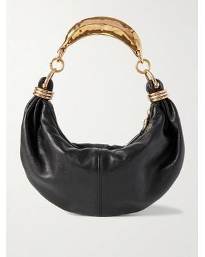 Chloé Bracelet Embellished Textured-Leather Shoulder Bag - Black