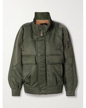 R13 Paneled Shell Bomber Jacket - Green