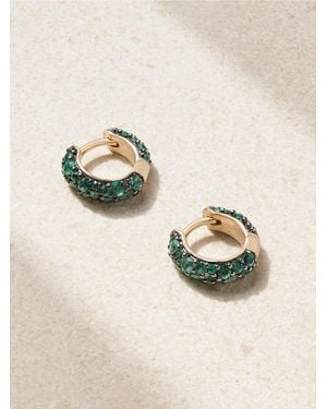 Lucy Delius Chubby Rhodium-Plated 14-Karat Recycled Emerald Hoop Earrings - Natural