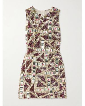 JW Anderson Embellished Sequinned Tulle Mini Dress - Natural