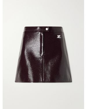 Courreges Reedition Appliquéd Coated Cotton-Blend Mini Skirt - Purple