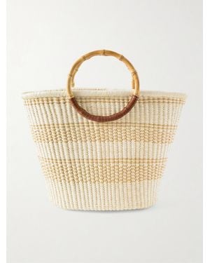 Sensi Studio Leather-Trimmed Straw Tote - Natural