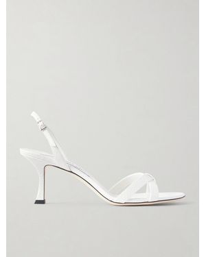 Jimmy Choo Elsy 70 Textured-Leather Sandals - White