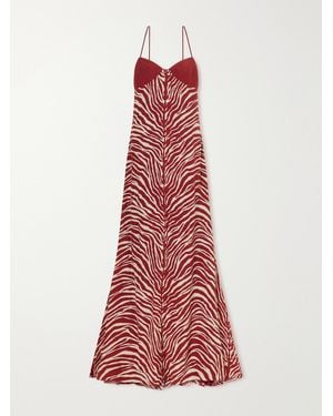 Cala De La Cruz Pontevedra Zebra-Print Jersey Maxi Dress - Red