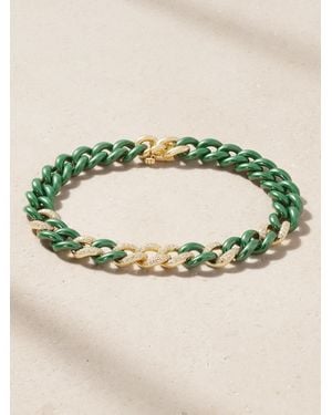 SHAY Medium Link Kette Aus Keramik Mit Diamanten Und Details Aus 18 Karat - Grün