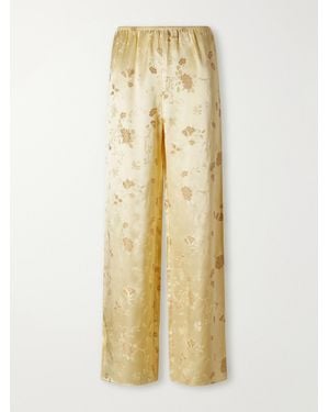 Doen Lavona Silk-Jacquard Wide-Leg Pants - Metallic