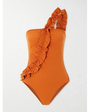 Ulla Johnson Capri One-Shoulder Ruffled Swimsuit - Orange