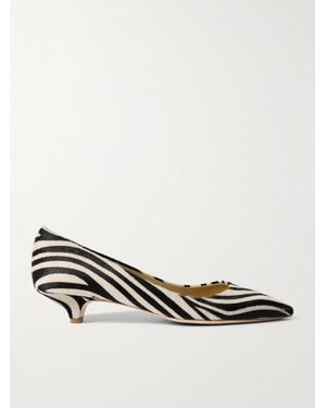 Jamie Haller Kitty Point Zebra-Print Pony Hair Pumps - Natural