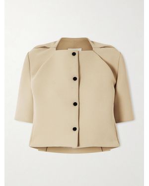 KHAITE Franc Cropped Crepe Jacket - Natural