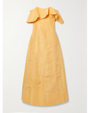Aje. Shallows Strapless Linen-Blend Gown - Yellow