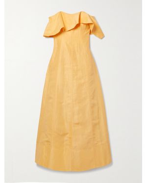 Aje. Shallows Strapless Linen-Blend Gown - Yellow