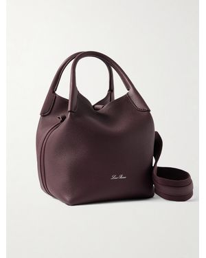 Loro Piana Bale Canvas-Trimmed Textured-Leather Tote - Purple