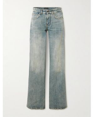 Balenciaga Distressed Mid-Rise Wide-Leg Jeans - Blue