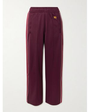 Wales Bonner Mantra Pointelle-Trimmed Jersey Straight-Leg Track Pants - Purple