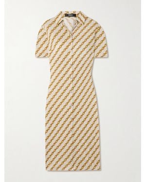 Versace Midi-Hemdblusenkleid Aus Bedrucktem Jersey - Natur