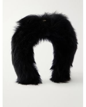 Gucci Gg-Appliqué Shearling Headband - Black
