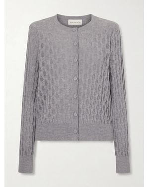 Dries Van Noten Pointelle-Knit Merino Wool Cardigan - Grey
