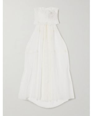 Dilara Findikoglu Mask Of Pleasing Lace-Trimmed Silk Blouse - White