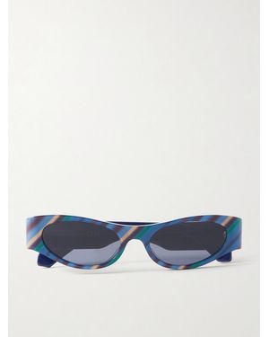 Loewe Paula's Ibiza D-Frame Striped Acetate Sunglasses - Blue