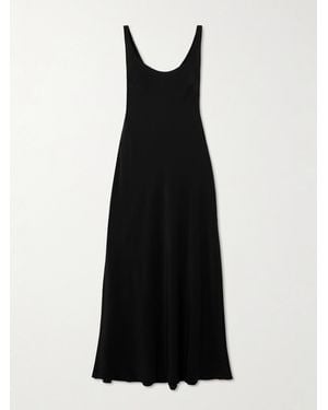 Matteau Silk Crepe De Chine Midi Dress - Black